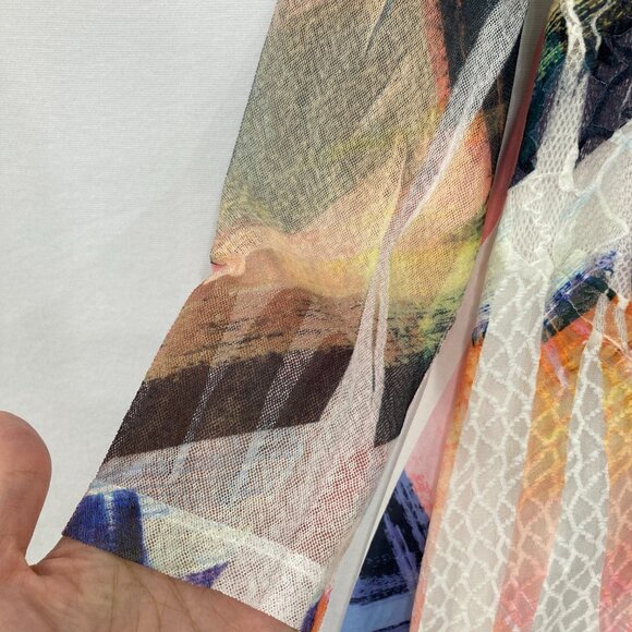 Top Ligne size Small Colorful Abstract Stretch Knit Mesh Accents Artsy Blouse - Picture 5 of 12